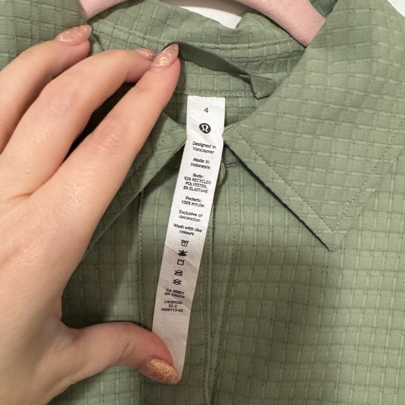 Lululemon Grid Fleece Hiking Overshirt Womens Size 4  Shacket Oversized Green - Picture 5 of 8